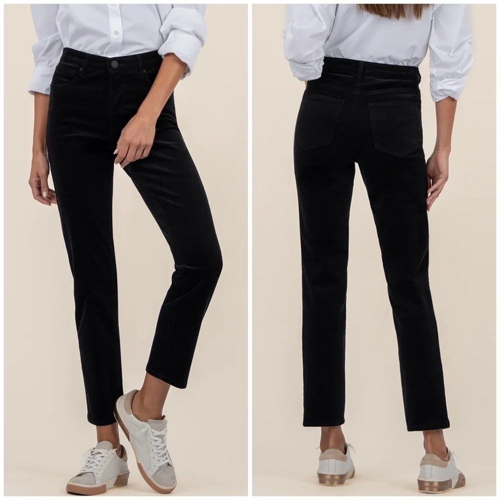 New Kut From The Kloth Rachael Fab Ab Mom Jeans Black Corduroy Pants High Rise 8